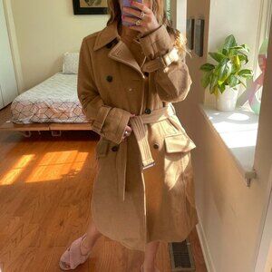 Vintage Dries Van Noten Camel Hair Long Trench Coat Size 38